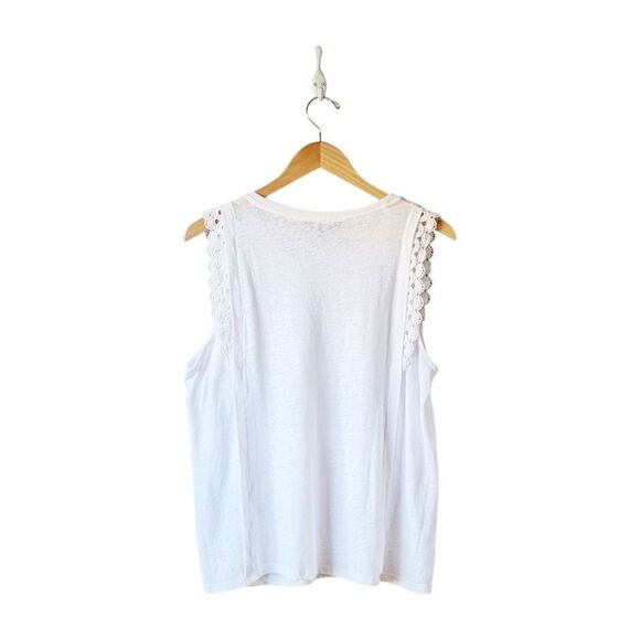 Banana Republic‎ Linen Blend Eyelet Flutter Sleeve Top sz M - Picture 7 of 11